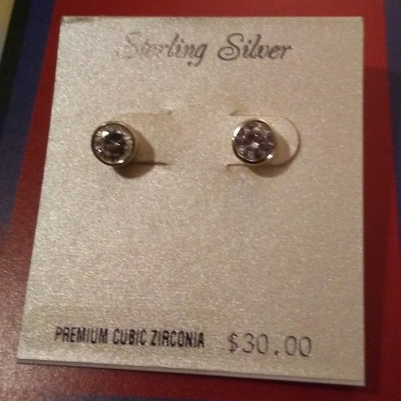 PRIMROSE Sterling Silver Cubic Zirconia Pave Studs - Picture 4 of 4